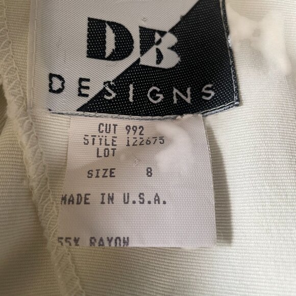 DB Designs Vintage Peplum Midi Dress Size 8 White Lace Modest Wedding USA - Picture 2 of 15